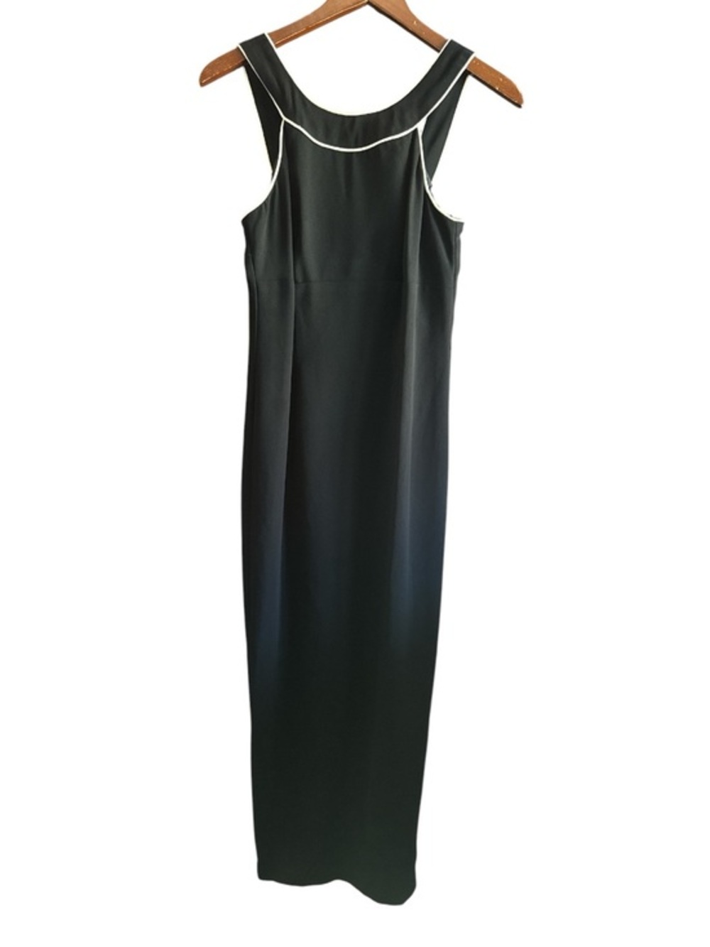 Rampage Y2K 2000s NWT Size 3 Classic Black Sleeveless Maxi Dress w/ White Piping